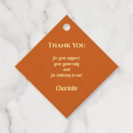 Orange Modern Photo Graduation Party Thank You Geschenkanhänger
