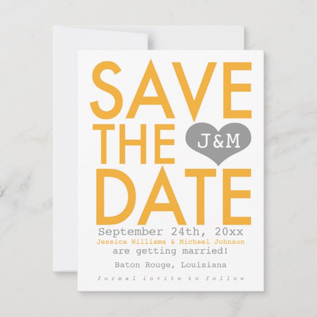 Orange Modern Save the Date (Vorderseite)