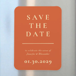 Orange Modern Save the Date Magnet