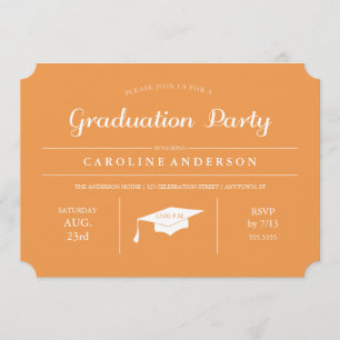 Orange Moderne Chic Graduation Invitation