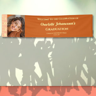 Orange Moderne Foto-Abschlussfeier Begrüßung Banner