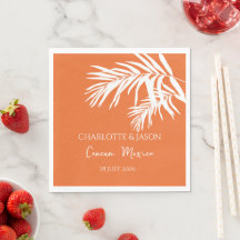 Orange moderne tropische Blätter Custom Wedding