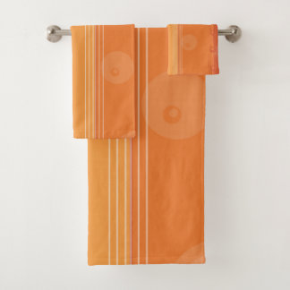 Orange Moderner Abstrakter Streifen Badhandtuch Set