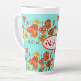 Orange Mohn Blume Wasserfarbene Tasse Aqua