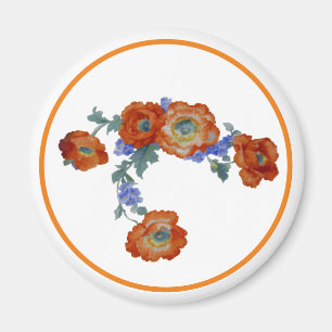 Orange Mohn Magnet