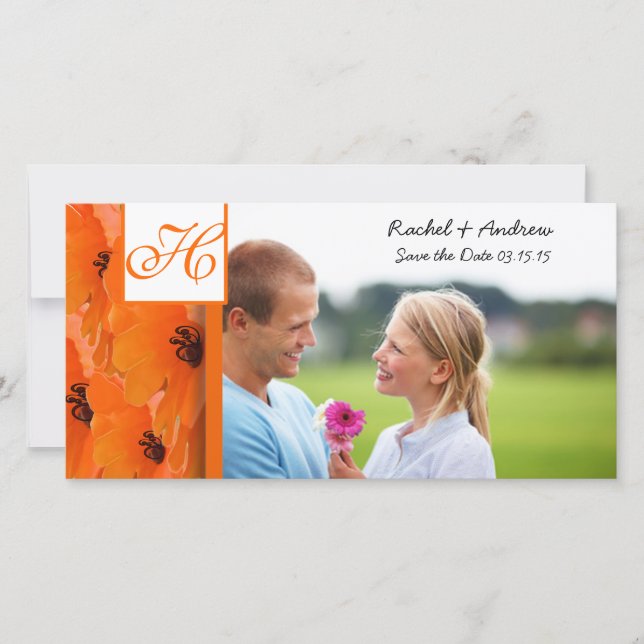 Orange Mohn Save the Date (Vorderseite)