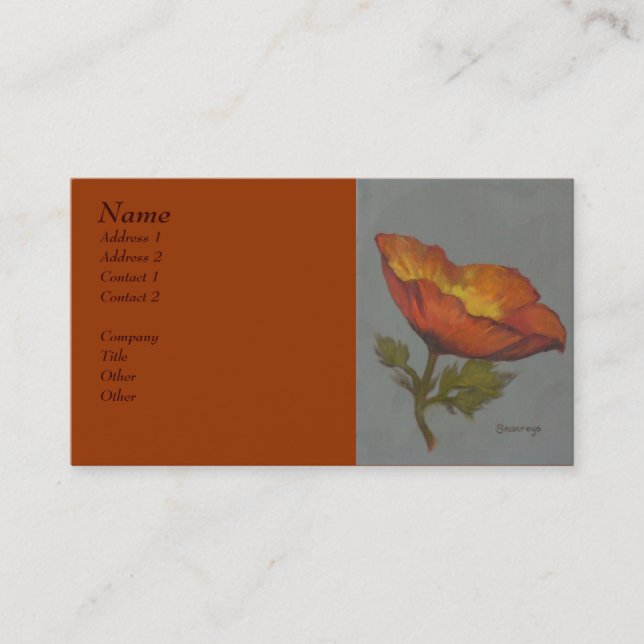 "Orange Mohnblumen-" - Geschäfts-Visitenkarte Visitenkarte (Vorderseite)