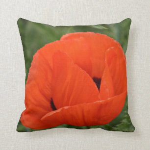 Orange Mohnblumen-Wurfs-Kissen Kissen