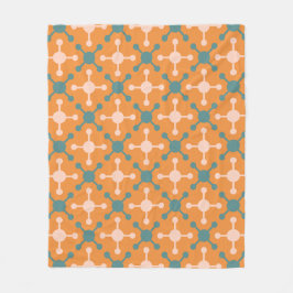 Orange Molecule Form Geometrisches Retro-Muster Fleecedecke