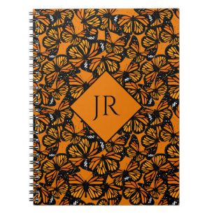Orange Monarch Butterfliegen Sommernatur Monogramm Notizblock