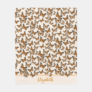 Orange Monarch Butterflies Individuelle Name Fleecedecke