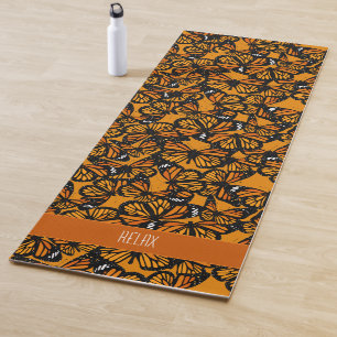 Orange Monarch Butterflies Natureprint Yogamatte