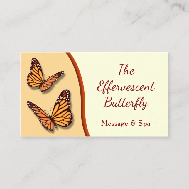 Orange Monarch Butterfly Massage & Wellness-Center Visitenkarte (Vorderseite)