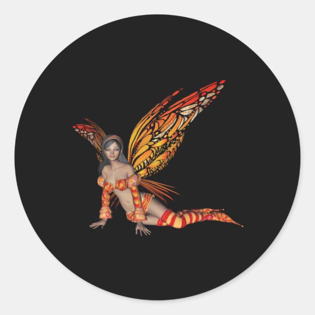 Orange Monarch Pixie Butterfly Fairy 3 - Runder Aufkleber (Vorderseite)