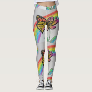 Orange Monarch Rainbow Aquarellfarben Leggings