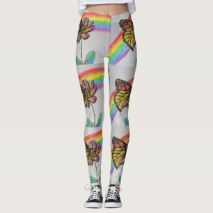 Orange Monarch Rainbow Aquarellfarben Leggings