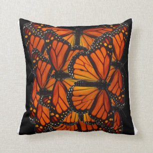 ORANGE MONARCHFALTER WINGS SCHWARZE MODERNE KUNST KISSEN