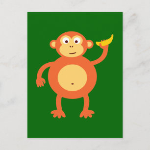 Orange Monkey Postkarte
