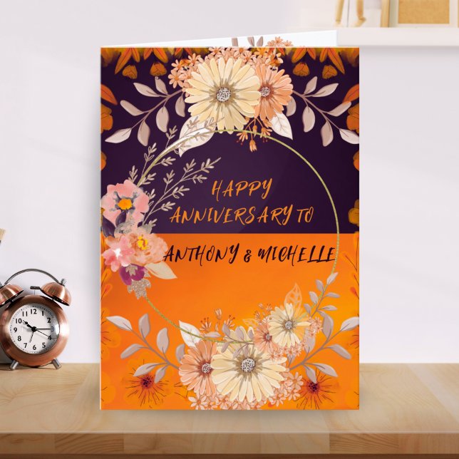Orange Monochrome Floral Boho Folk Invitation (Créateur téléchargé)