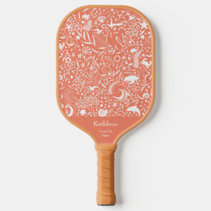 Orange Monogram Add Your Name Ocean Pattern Pickleball Schläger