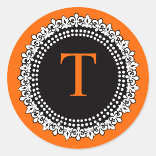 Orange Monogram Lilie Gastgeschenk Hochzeit Aufkle Runder Aufkleber