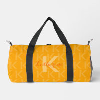Orange Monogram Muster mit Name