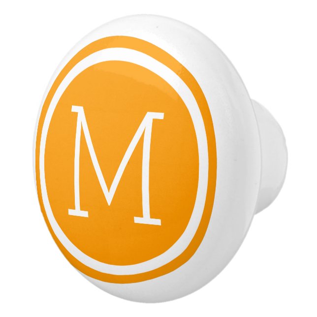 Orange Monogram Personalisiert Drawer Knoblauch Keramikknauf (Rechts)