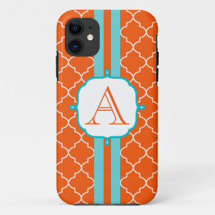 Orange Monogram Phone 5 Fall iPhone 11 Hülle