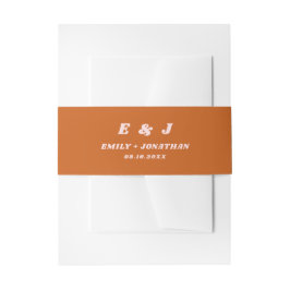 Orange Monogram Retro Boho Wedding Einladungsbanderole