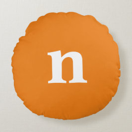 Orange Monogram Rundes Kissen