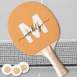 Orange Monogram Tischtennis Schläger<br><div class="desc">Create Your Own Personalized Orange Elegant Script Name Monogram Ping Pong Paddle. This stylish paddle features a clean monogram on the front with a flat white initial set against a warm orange background, paired with a classic black script name for a personal touch. The back stays plain orange, but you...</div>