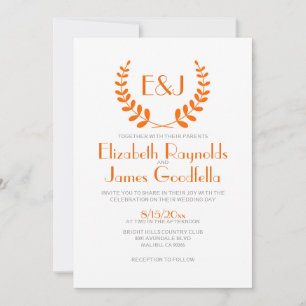 Orange Monogram Wedding Einladungen