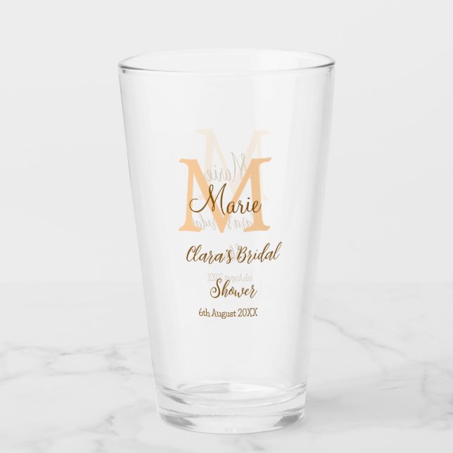 Orange Monogramm Brautparty geben den Namen modern Glas (Vorderseite)
