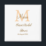 Orange Monogramm Brautparty geben den Namen modern Magnet<br><div class="desc">schönes Design</div>