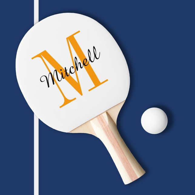 Orange Monogramm und Name Personalisiert Tischtennis Schläger (Von Creator hochgeladen)