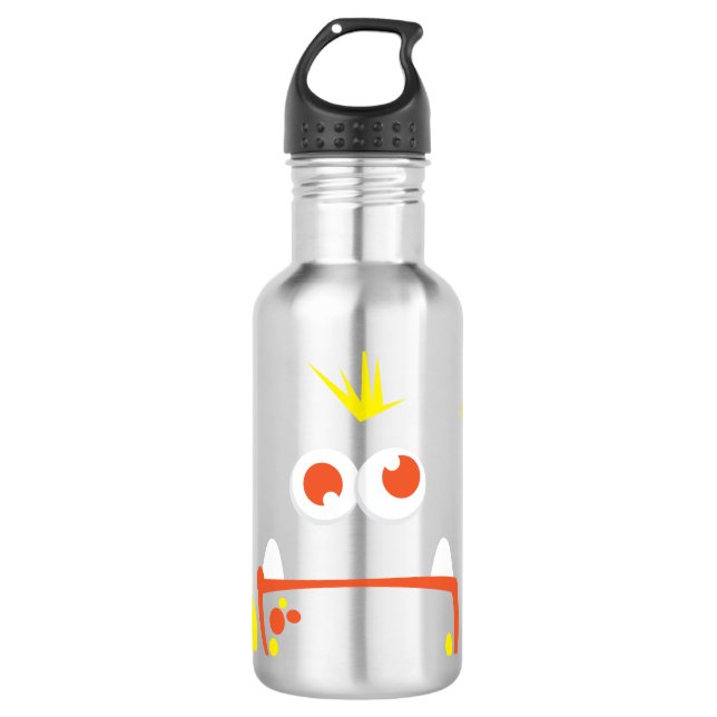 Orange Monster Face Edelstahlflasche (Vorderseite)