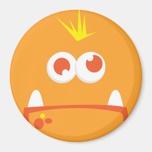 Orange Monster Face Magnet (Vorne)