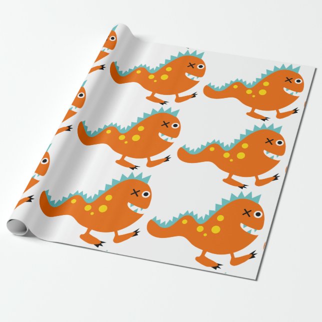 Orange Monster-Halloween-Lech-Packpapier Geschenkpapier (Ungerollt)