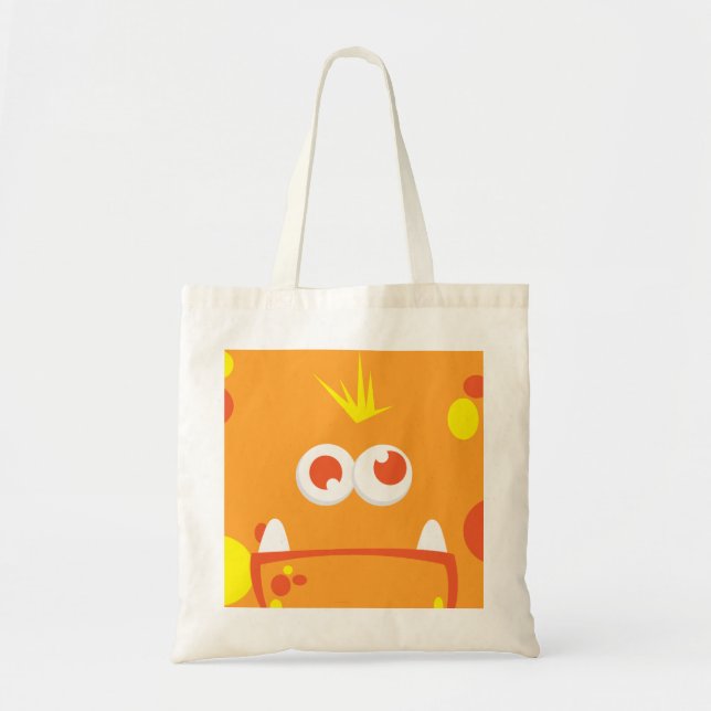 Orange Monster Kawaii Face Tote Bag Tragetasche (Vorne)