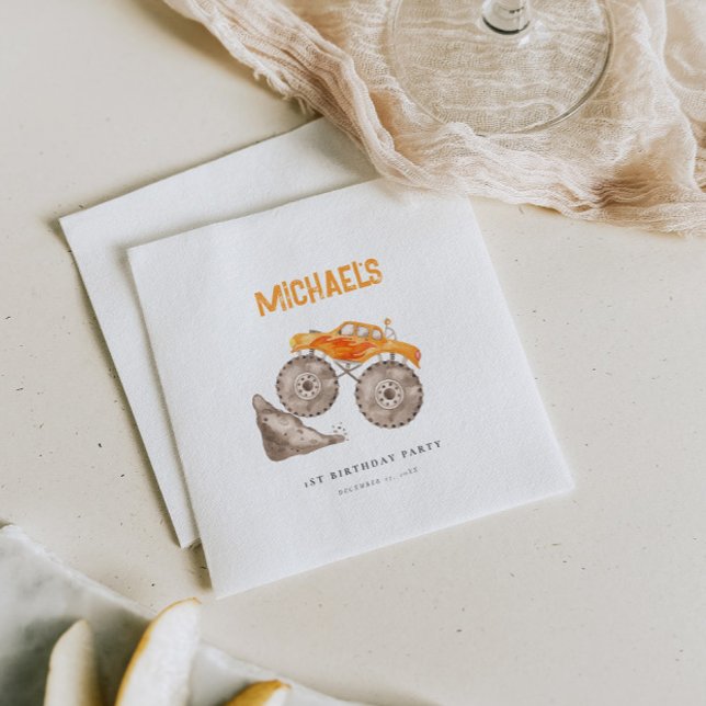 Orange Monster Trucks Geburtstag Serviette (Von Creator hochgeladen)