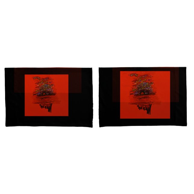 Orange Moon Landscape Pillowcases Kissenbezug (Vorderseite-Set)