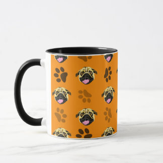 Orange Mops-und Tatzen-Druck-Tasse Tasse