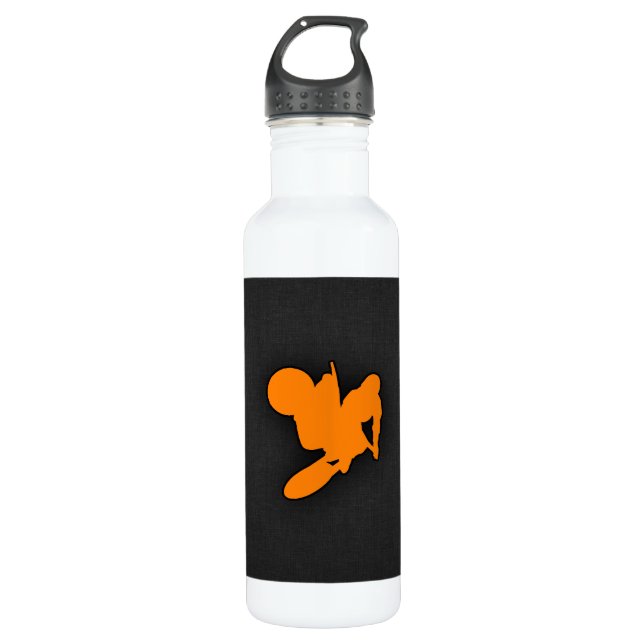 Orange Motocross Edelstahlflasche (Vorderseite)