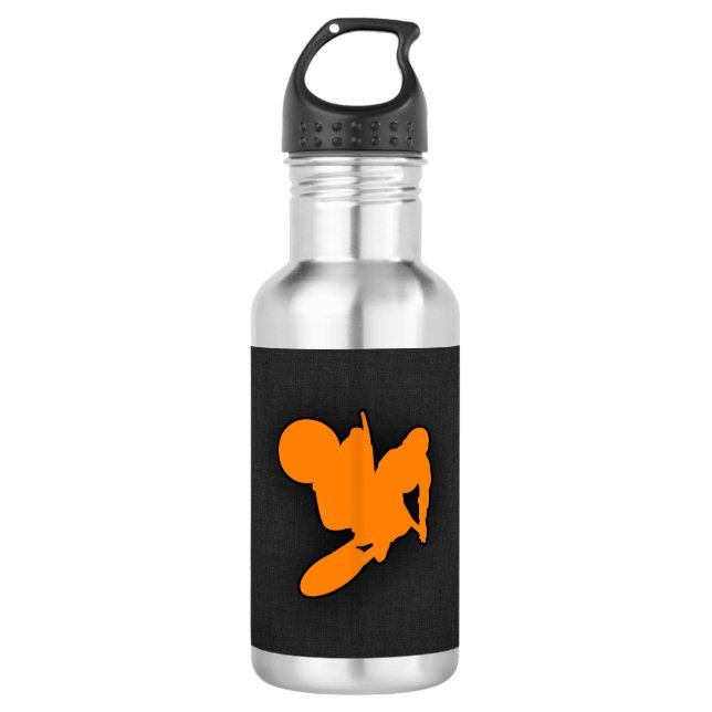 Orange Motocross Edelstahlflasche (Vorderseite)
