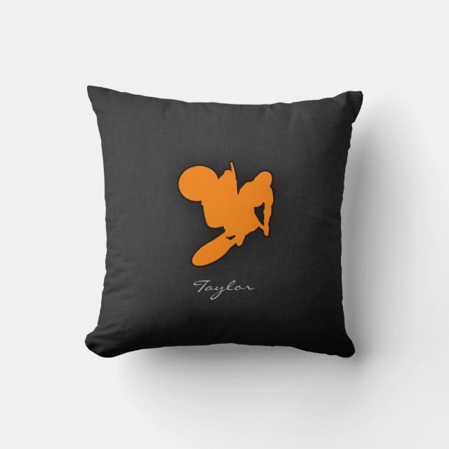 Orange Motocross Kissen (Vorderseite)
