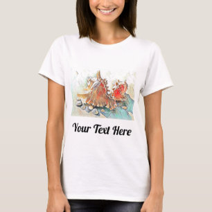 Orange Muscheln auf Strand Aquarellmalerei  T-Shirt