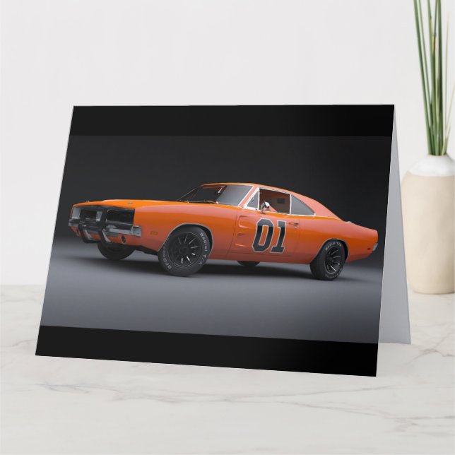 ORANGE MUSCLE CAR VINTAGE GREETTAGKARTE DANKESKARTE (Vorderseite)