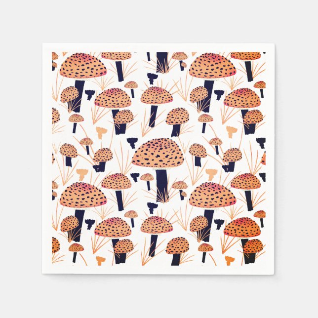 Orange Mushroom Fall Geburtstagsparty Serviette (Vorderseite)