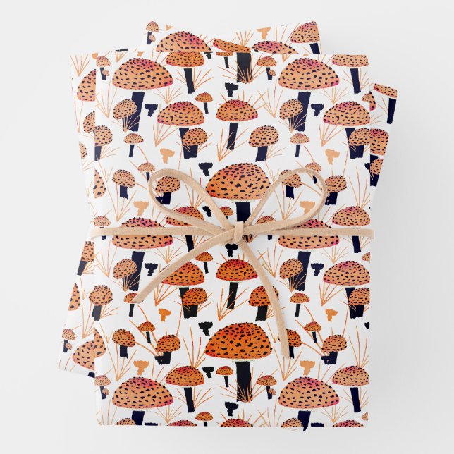 Orange Mushroom Herbst Herbstmuster Geschenkpapier Set (Beispiel)