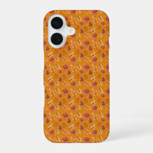 Orange Mushroom Pattern iPhone Case 16 Hülle